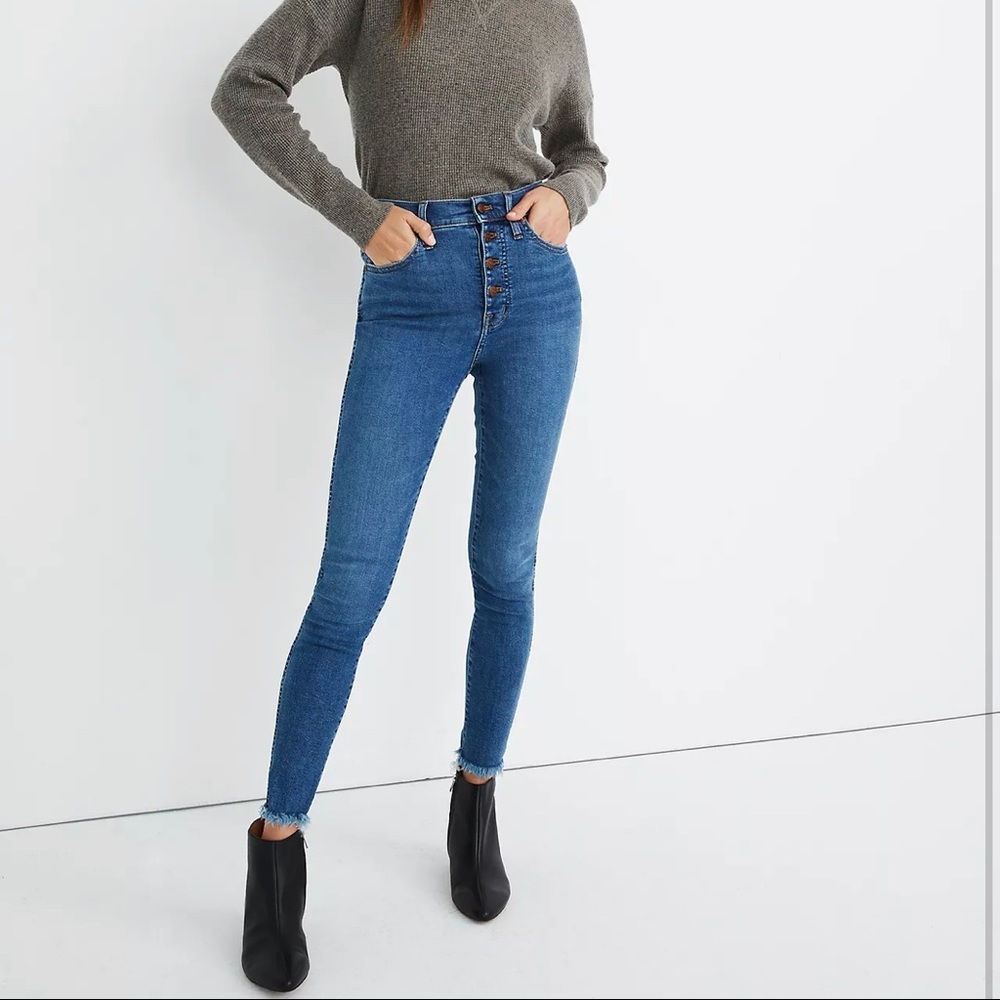 Madewell 10" HIGH-RISE SKINNY JEANS IN MACKEY WASH: BUTTON-FRONT EDITION